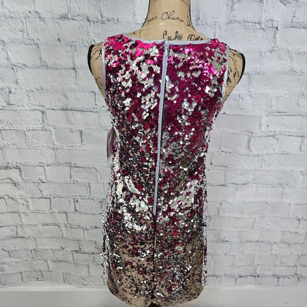 Lavender mini dress 14/16 sleeveless sequin silver pink party cocktail A42 - Picture 4 of 4